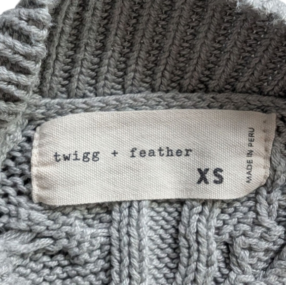 Twigg + Feather Blair Sweater Grey Cable Knit Relaxed Fit Cabin Retro Women's XS - Picture 8 of 12